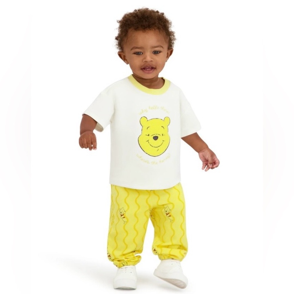 💖5 for $25💖 Disney Winnie the Pooh Baby French Terry Pant Set 6–9M 2PC Outfit